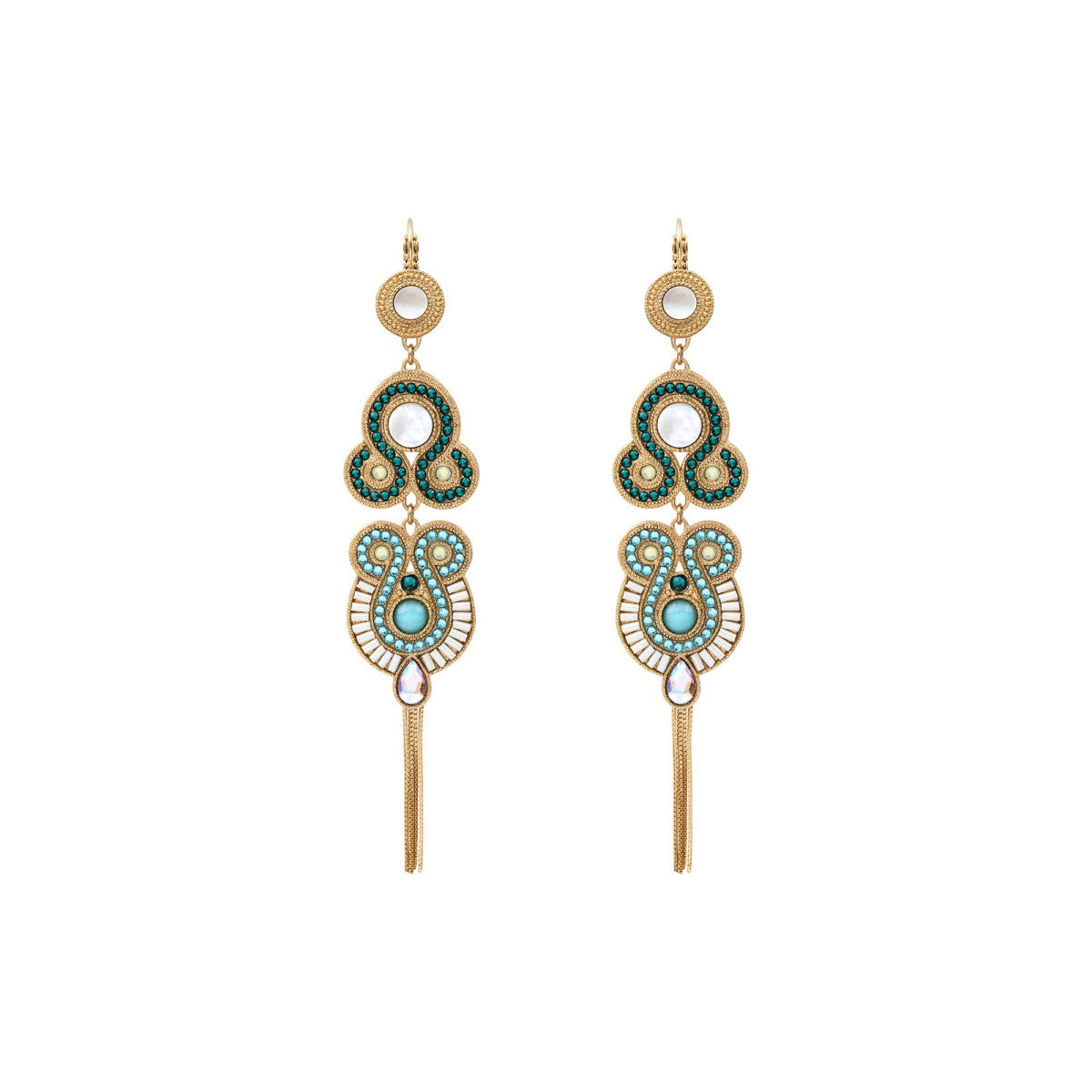 Boucles d'oreilles dormeuses pendantes - bleu Nacre bleu