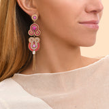 Boucles d'oreilles percées pendantes - fuchsia Fuschia