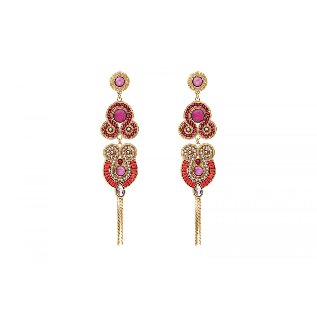 Boucles d'oreilles percées pendantes - fuchsia Fuschia