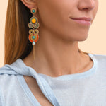 Boucles d'oreilles percées pendantes - vert Vert orange