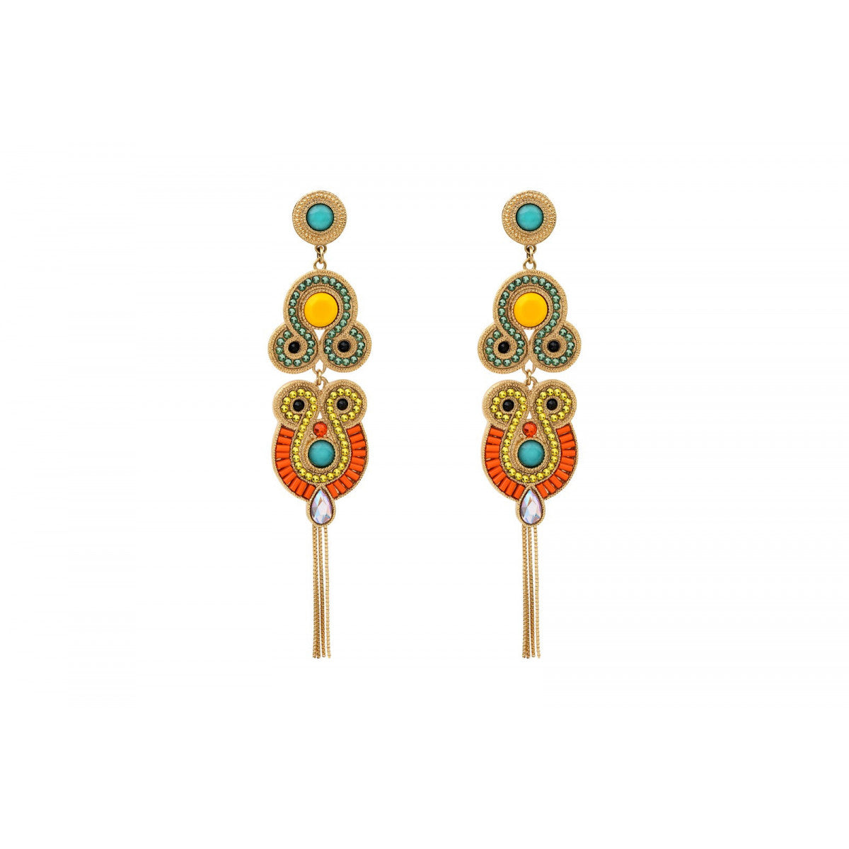 Boucles d'oreilles percées pendantes - vert Vert orange