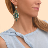 Boucles d'oreilles dormeuses perles du Japon - bleu Nacre bleu