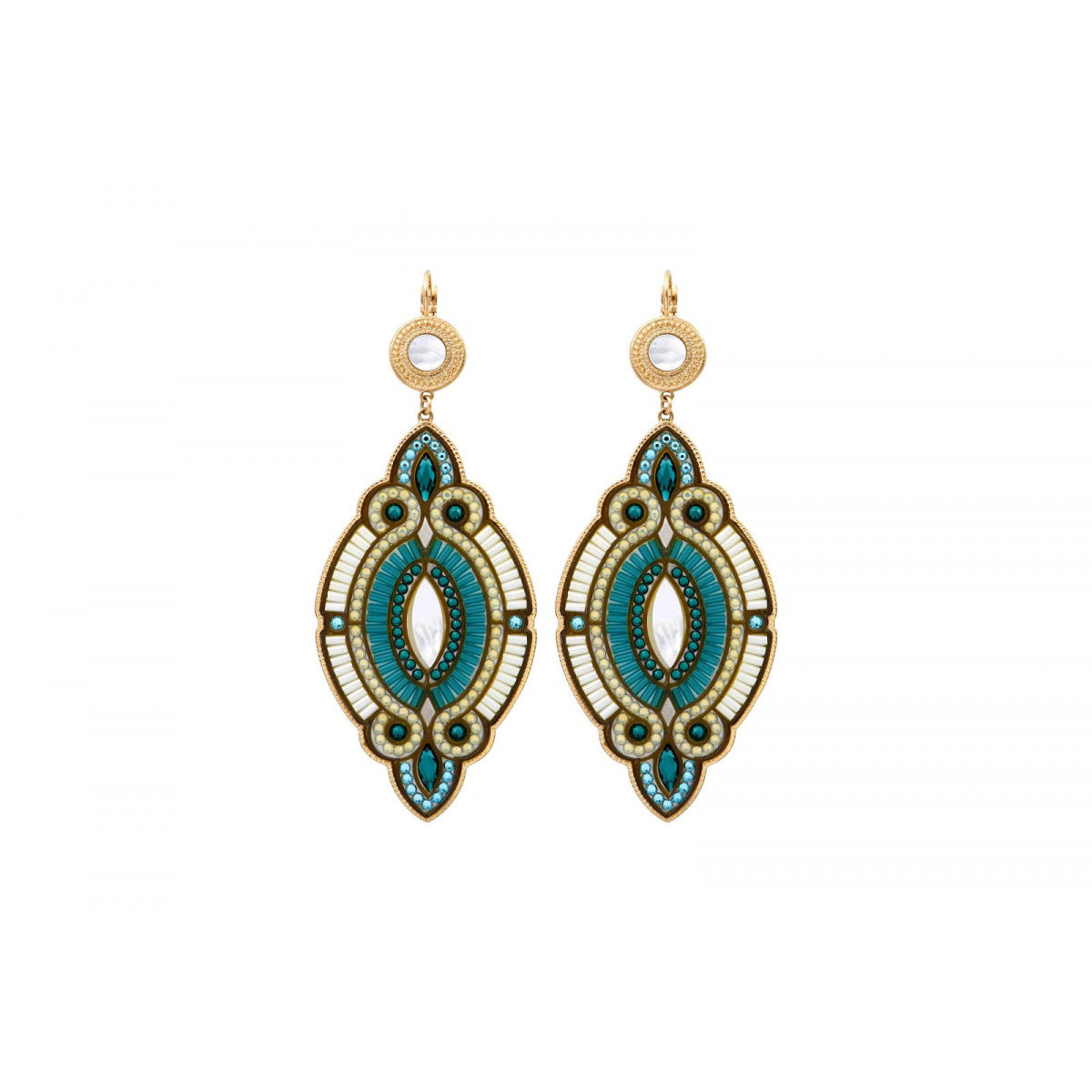 Boucles d'oreilles dormeuses perles du Japon - bleu Nacre bleu