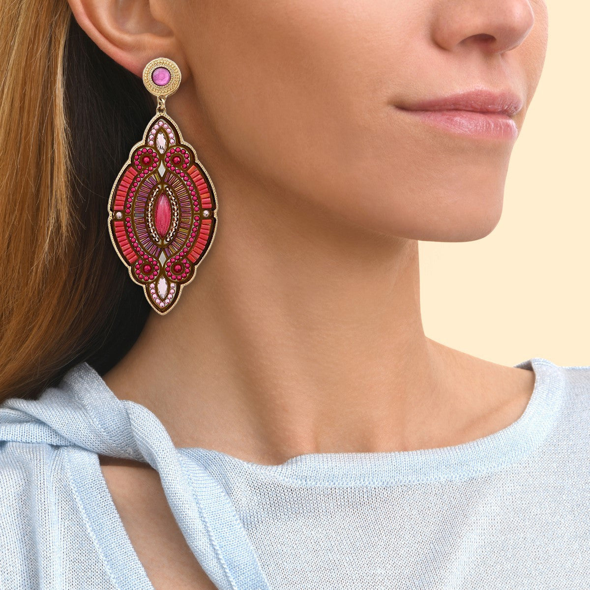 Boucles d'oreilles percées perles du Japon - fuchsia Fuschia