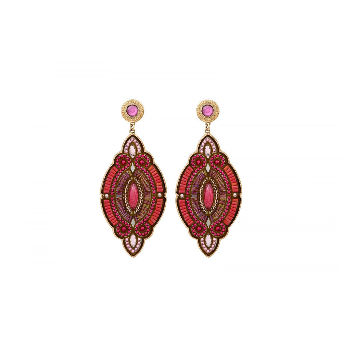 Boucles d'oreilles percées perles du Japon - fuchsia Fuschia
