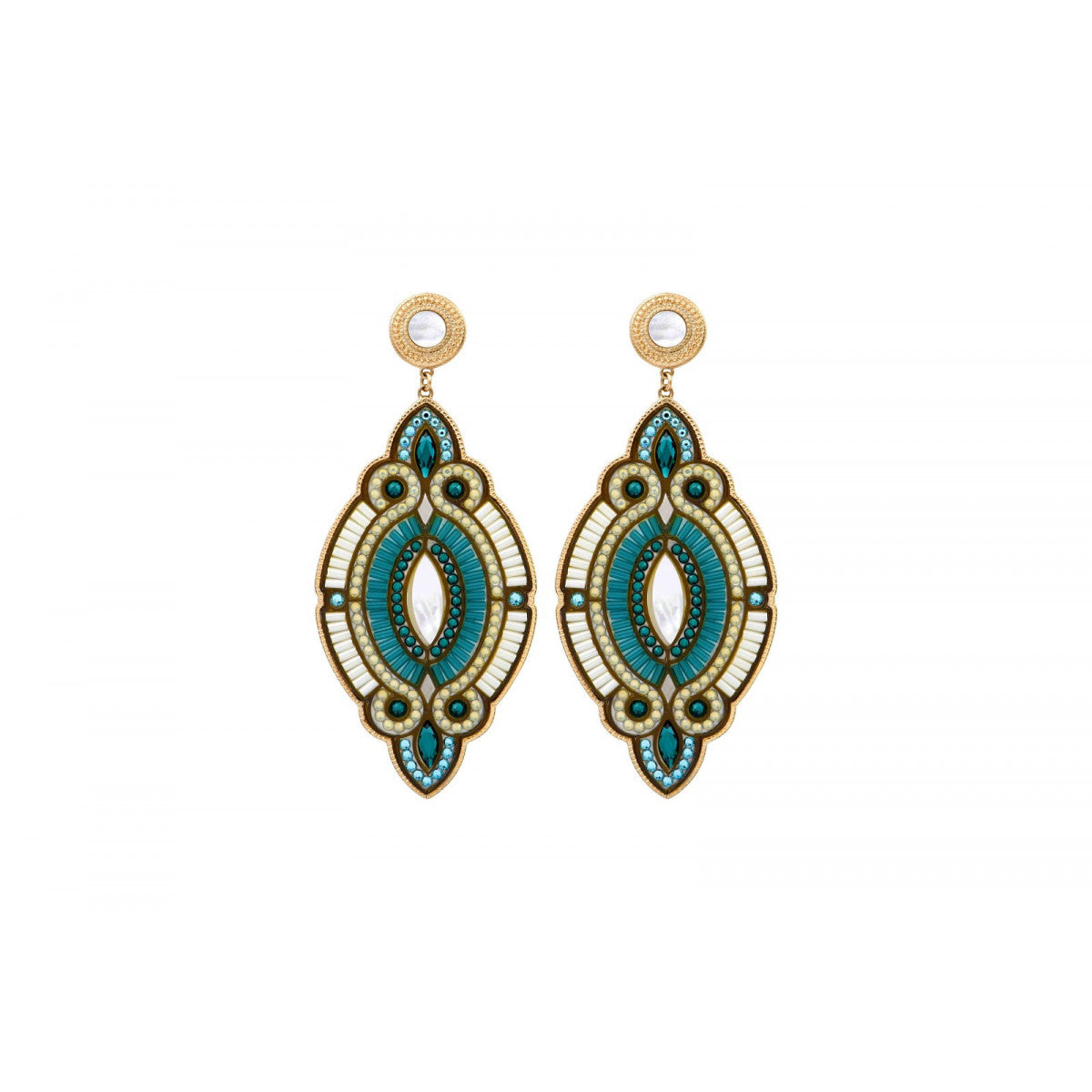 Boucles d'oreilles percées perles du Japon - bleu Nacre bleu