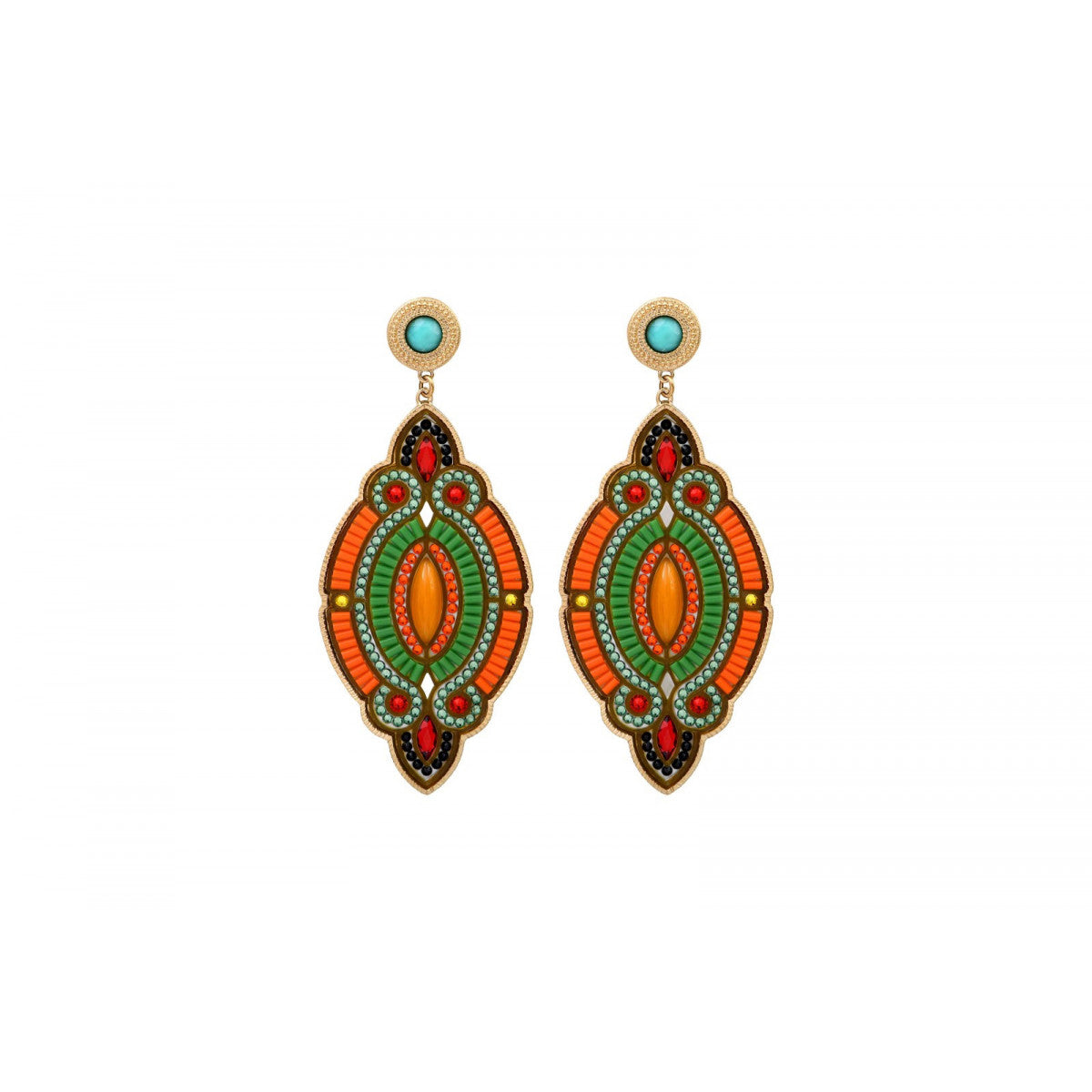 Boucles d'oreilles percées perles du Japon - vert Vert orange