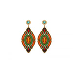 Boucles d'oreilles percées perles du Japon - vert Vert orange