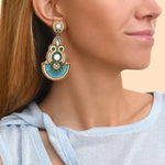 Boucles d'oreilles clips nacre blanche - bleu Nacre bleu