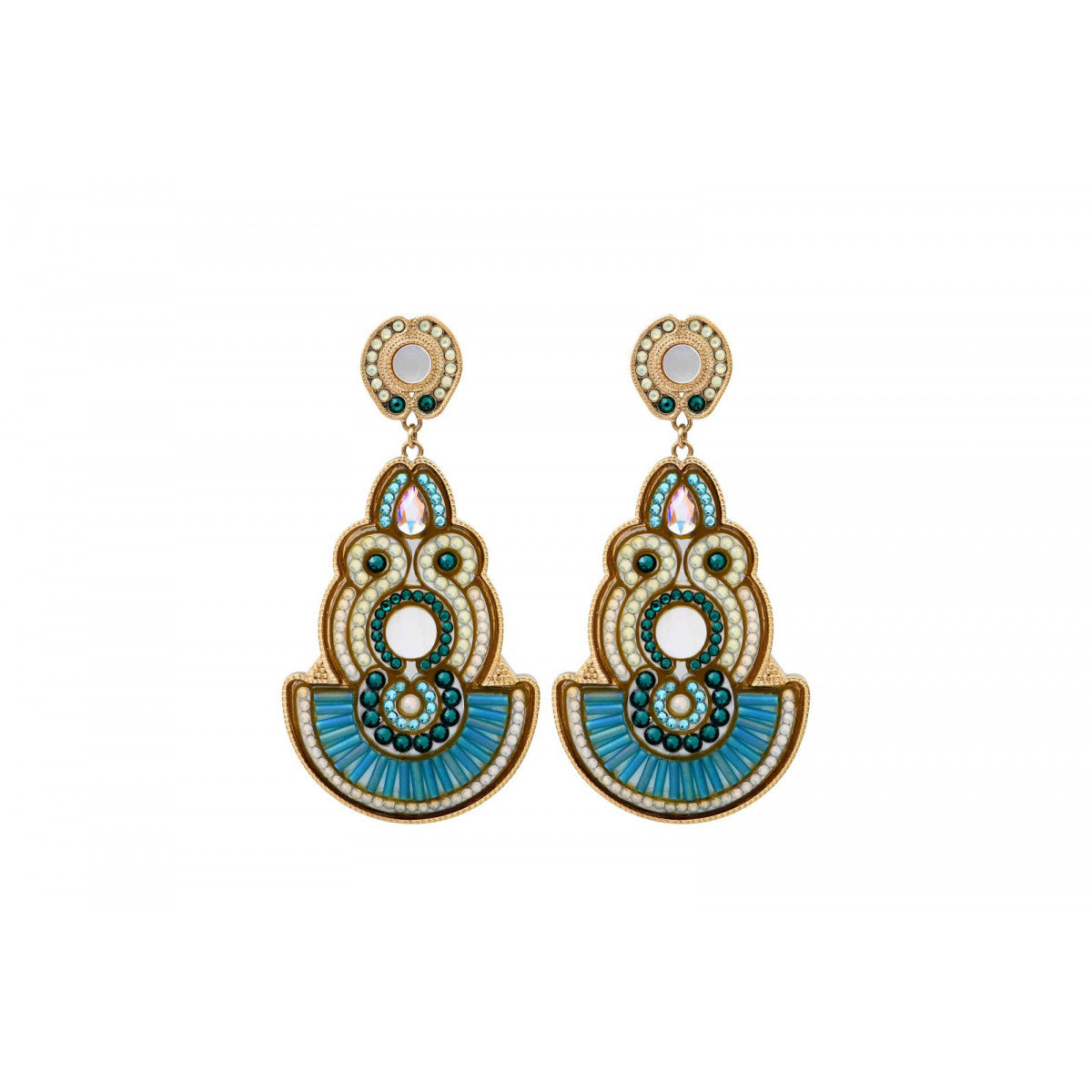 Boucles d'oreilles clips nacre blanche - bleu Nacre bleu