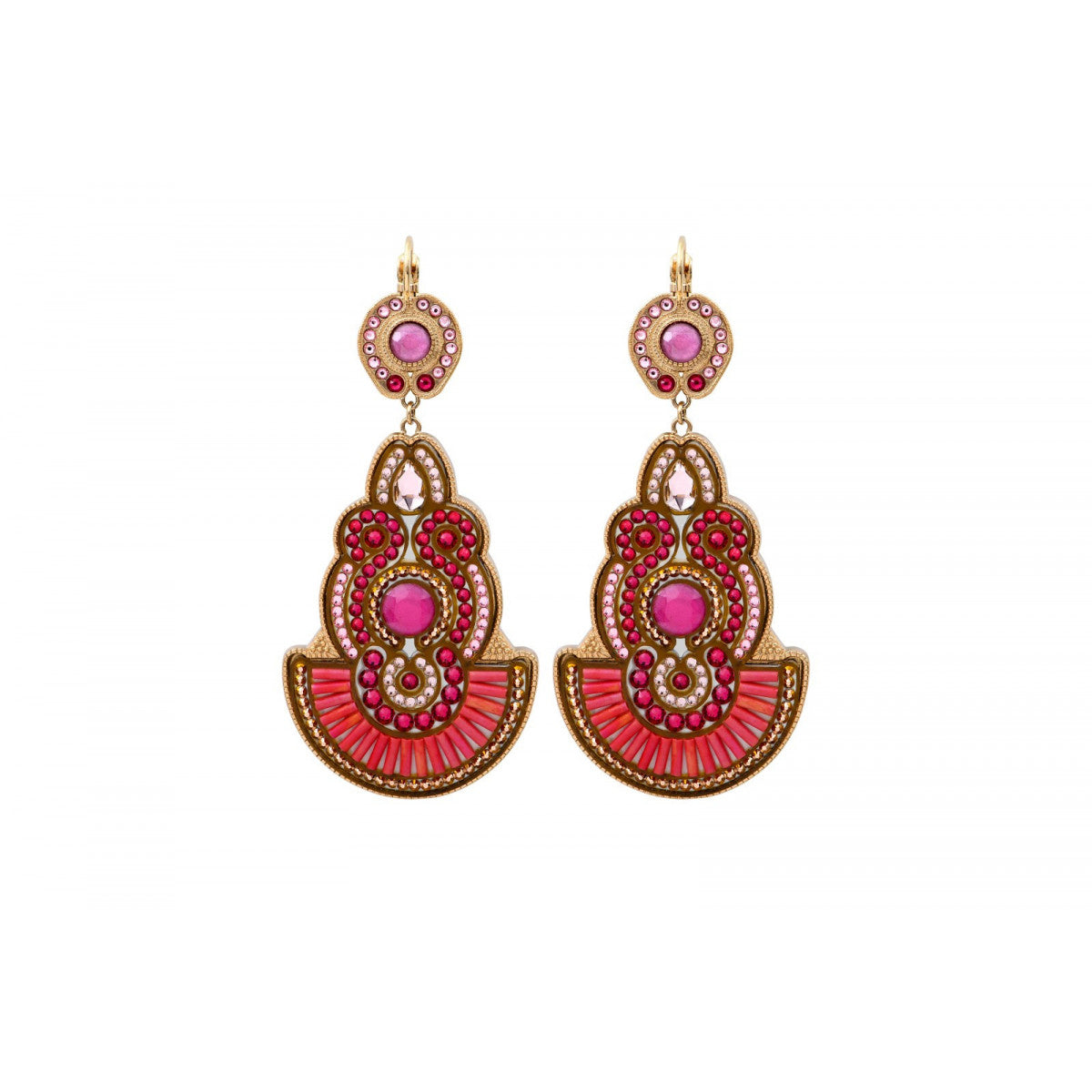 Boucles d'oreilles dormeuses cristaux Prestige - fuchsia Fuschia
