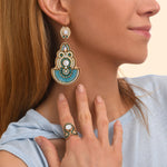 Boucles d'oreilles dormeuses nacre blanche - bleu Nacre bleu
