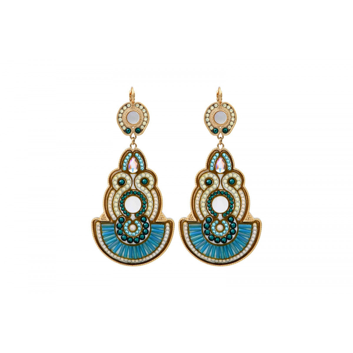 Boucles d'oreilles dormeuses nacre blanche - bleu Nacre bleu