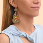 Boucles d'oreilles dormeuses festives cristaux Prestige - vert Vert orange