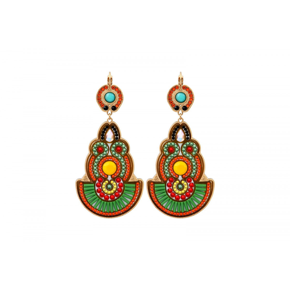 Boucles d'oreilles dormeuses festives cristaux Prestige - vert Vert orange