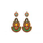 Boucles d'oreilles dormeuses festives cristaux Prestige - vert Vert orange