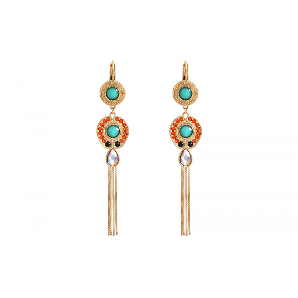 Boucles d'oreilles dormeuses cristaux Prestige - vert Vert orange