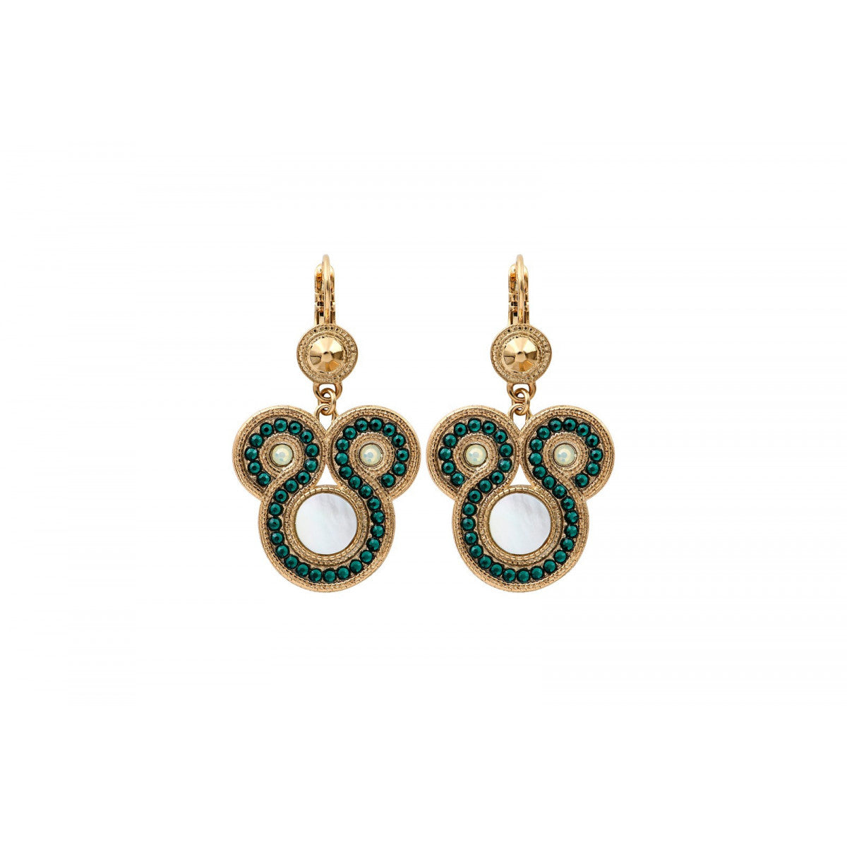 Boucles d'oreilles dormeuses raffinées nacre blanche - bleu Nacre bleu