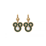 Boucles d'oreilles dormeuses raffinées nacre blanche - bleu Nacre bleu