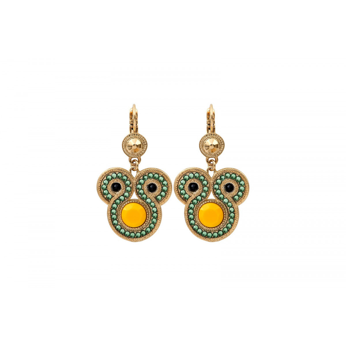Boucles d'oreilles dormeuses colorées cristaux Prestige - vert Vert orange