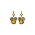 Boucles d'oreilles dormeuses colorées cristaux Prestige - vert Vert orange