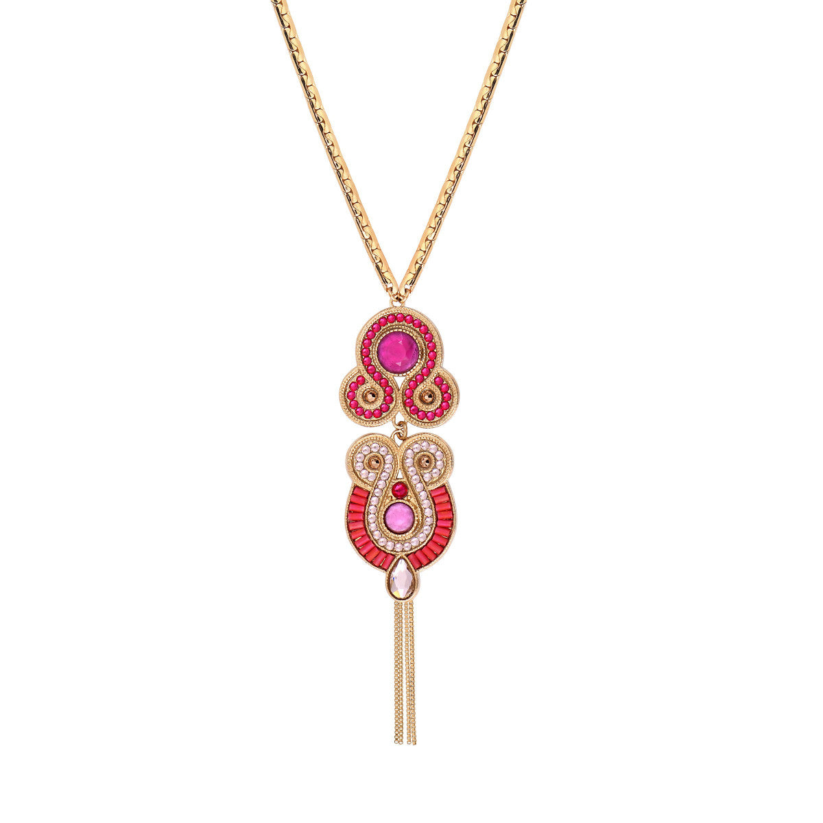 Collier pendentif réglable cristaux Prestige - fuchsia Fuschia