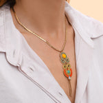 Collier pendentif réglable cristaux Prestige nacre - orange Vert orange