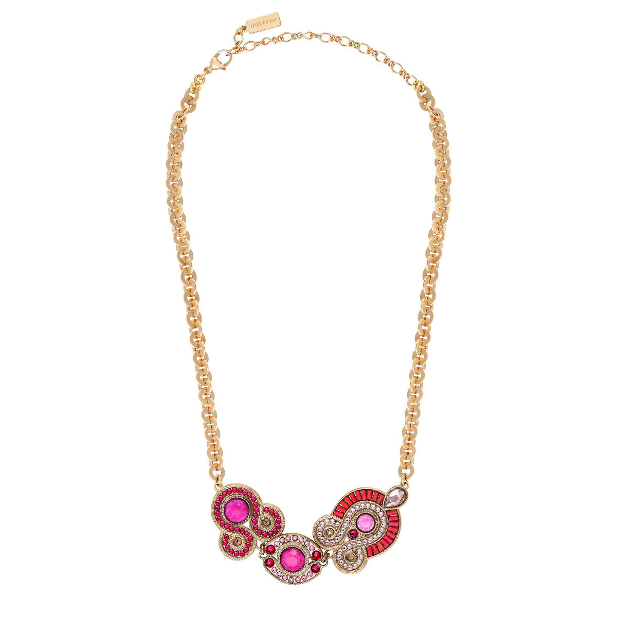Collier chaîne court cristaux Prestige - fuchsia Fuschia