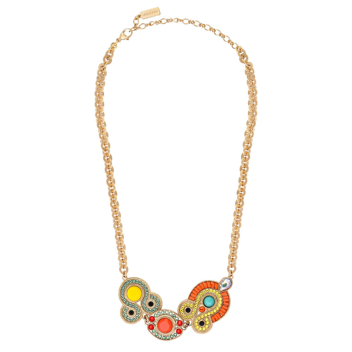 Collier chaîne court cristaux Prestige - vert Vert orange