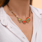 Collier chaîne court cristaux Prestige - vert Vert orange