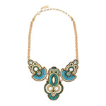 Collier plastron cristaux Prestige nacre blanche - bleu Nacre bleu
