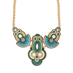 Collier plastron cristaux Prestige nacre blanche - bleu Nacre bleu