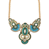 Collier plastron cristaux Prestige nacre blanche - bleu Nacre bleu