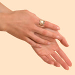 Bague cabochon ajustable cristaux Prestige nacre blanche - bleu Nacre bleu