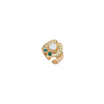 Bague cabochon ajustable cristaux Prestige nacre blanche - bleu Nacre bleu