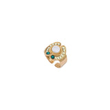 Bague cabochon ajustable cristaux Prestige nacre blanche - bleu Nacre bleu