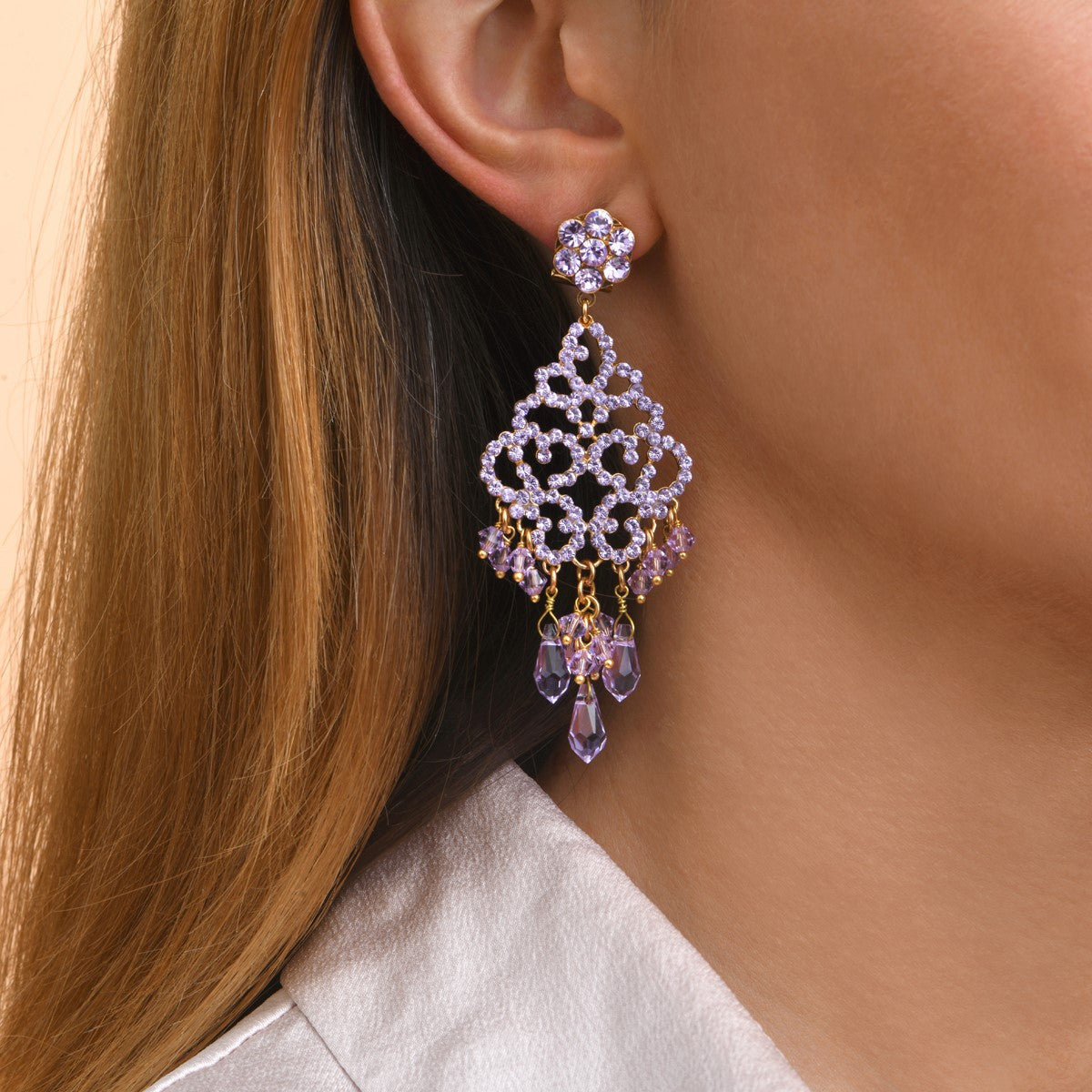 Boucles d'oreilles strass Chiara - violet Violet