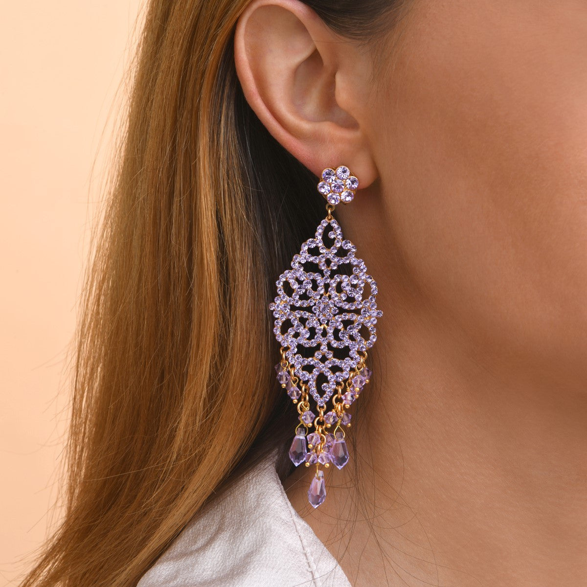 Boucles d'oreilles strass KIA17 - violet Violet