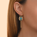 Boucles d'oreilles dormeuses chaînes CIR02 - bleu Nacre bleu