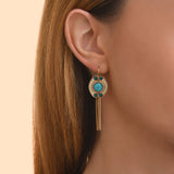 Boucles d'oreilles dormeuses chaînes CIR02 - bleu Nacre bleu