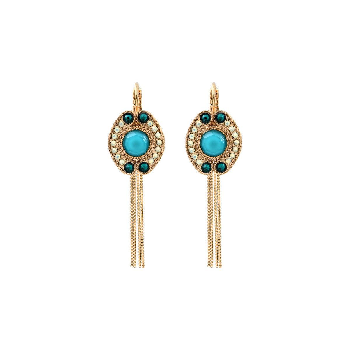 Boucles d'oreilles dormeuses chaînes CIR02 - bleu Nacre bleu