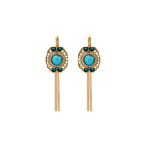 Boucles d'oreilles dormeuses chaînes CIR02 - bleu Nacre bleu