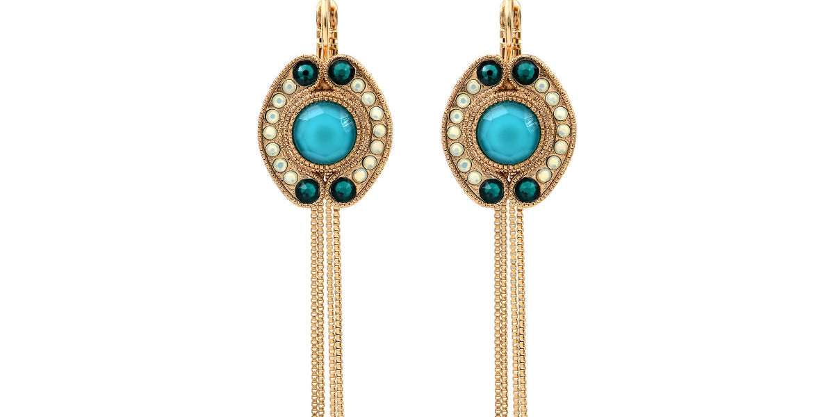 Boucles d'oreilles dormeuses chaînes CIR02 - bleu Nacre bleu