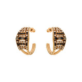 Boucles d'oreilles créoles strassées cristaux Prestige - noir Noir blanc