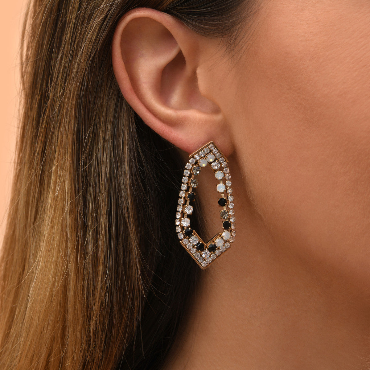 Boucles d'oreilles cristaux Prestige - noir Noir blanc