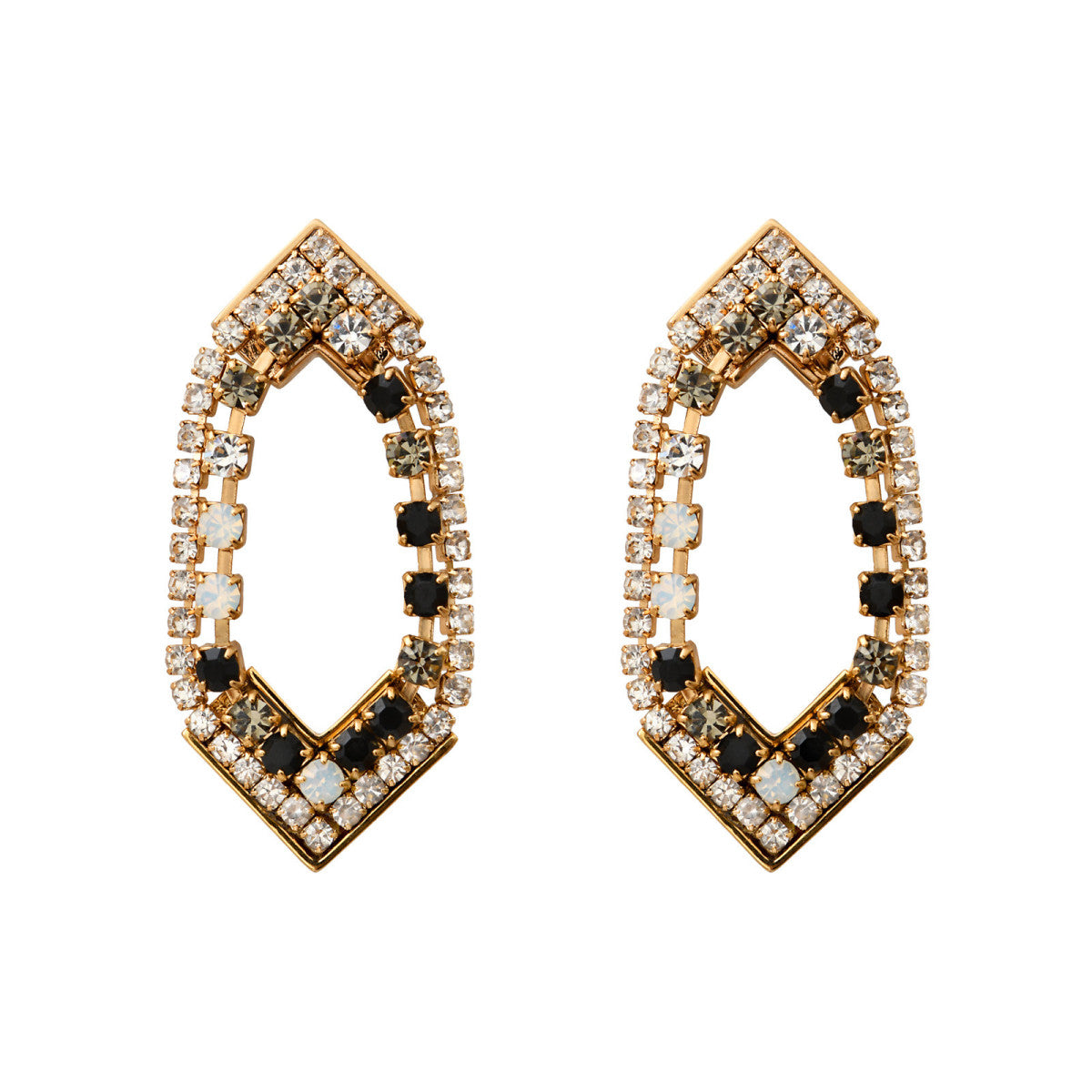 Boucles d'oreilles cristaux Prestige - noir Noir blanc