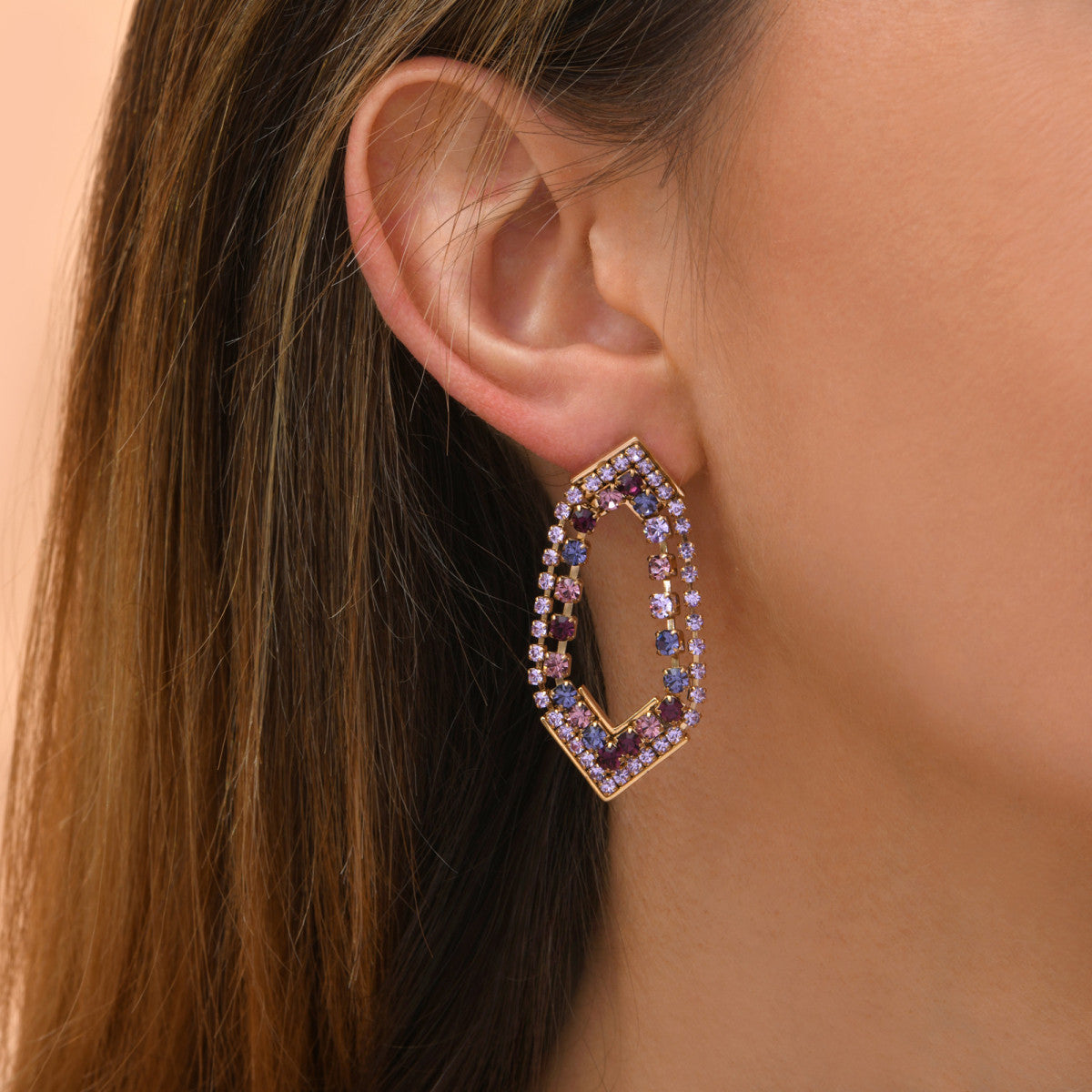 Boucles d'oreilles graphiques cristaux Prestige - violet Violet