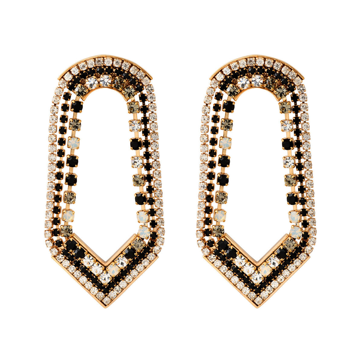 Boucles d'oreilles maxi cristaux Prestige - noir Noir blanc