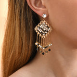 Boucles d'oreilles aériennes cristaux Prestige - noir Noir blanc