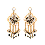 Boucles d'oreilles aériennes cristaux Prestige - noir Noir blanc